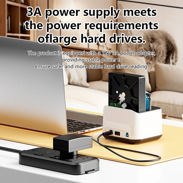 ប្រអប់ ថាស ផ្ទុក ទិន្នន័យ HDD 2 Bay របស់ Blueendless សម្រាប់ ភ្ជាប់ ទៅ កាន់ SSD ដោយប្រើ រន្ធ ពីរ ភ្ជាប់ ទៅ កាន់ SATA ទៅ USB 3.0 សម្រាប់ ថាស SSD ទំហំ 2.5 3.5 អ៊ីញ
