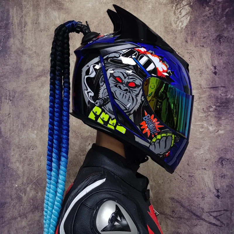 Motorcycle full face helmet double lens fashion quick release racing helmet Casco Casque Moto approved motorcycle accessories