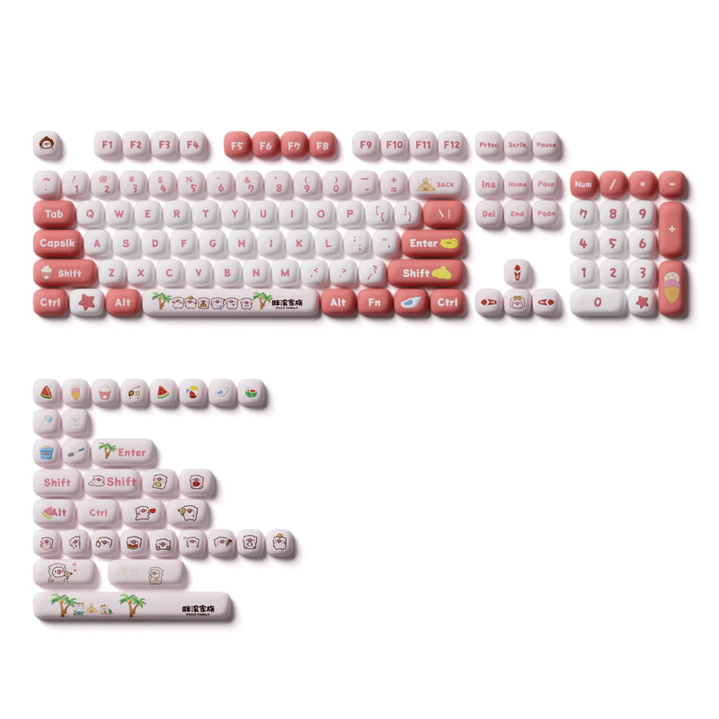 Akko 136 Keys Keycap Set Cute Animal Theme Keycaps PBT Dye-sublimation MOG Profile Keycaps Kawaii for Custom Mechanical Keyboard