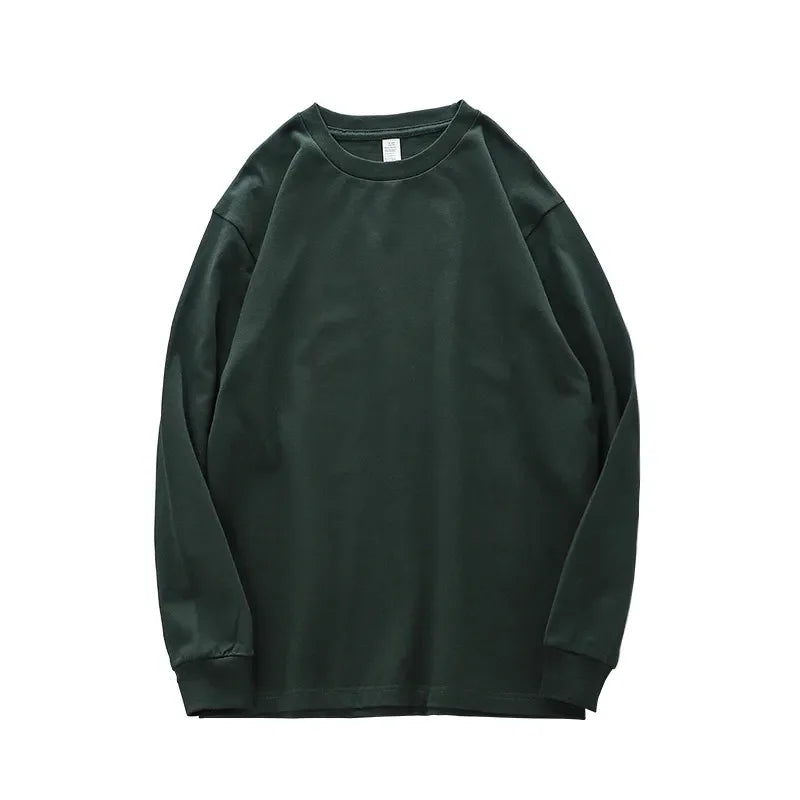 Dukeen 280g Heavyweight Long-Sleeved T-Shirt for Men 100% Cotton Shirts Oversized Solid Color Tops Plain Tees Men's Clothing