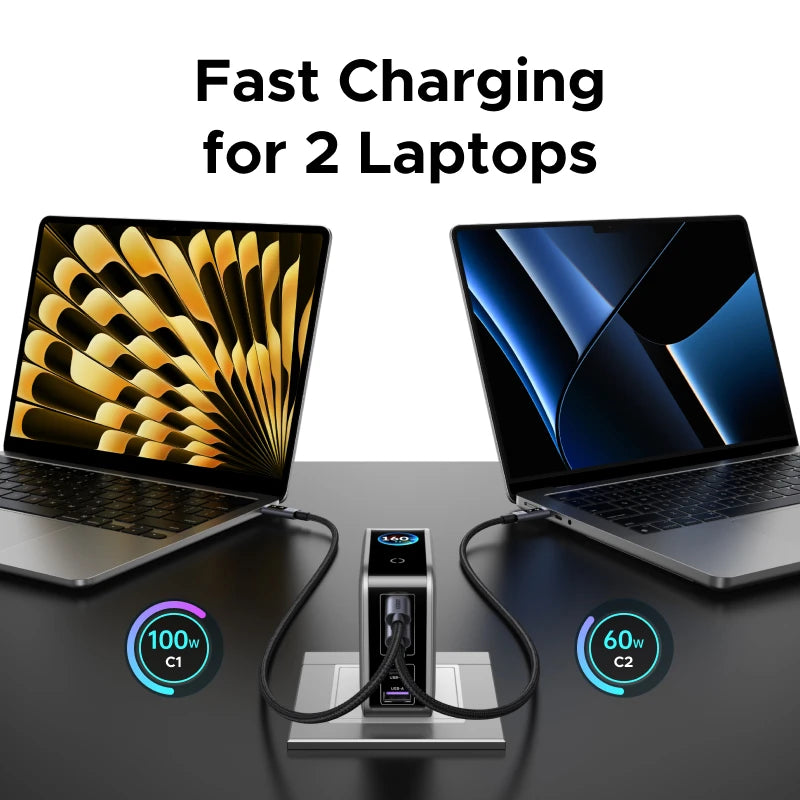 UGREEN 160W GaN Charger With Smart Display AVS PD 3.1 140W QC4.0 For MacbookPro Laptop iPhone 18 17 iPad Tablet SamsungS25 Ultra