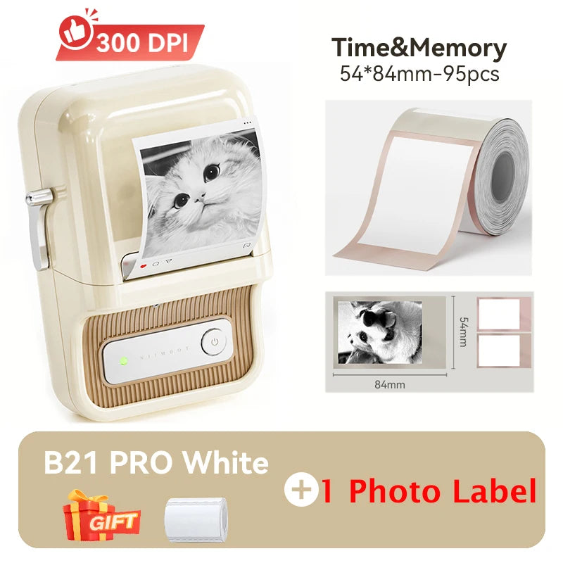 Niimbot B21 Pro 300DPI HD Printing Portable Thermal Printer Self-adhesive Label Printer Sticker Maker For Photos Receipts Note