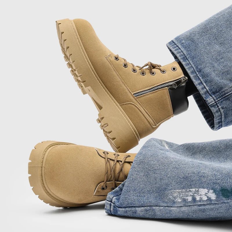 Men's high-top British retro casual boots four season thick sole non-slip comfort outdoor walking boots fashion Joker tide boots