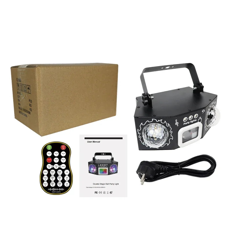 DJ Disco Laser Projection Strobe Light Party Lights Voice Remote Control for Halloween Birthday Party Family Carnival Decoration