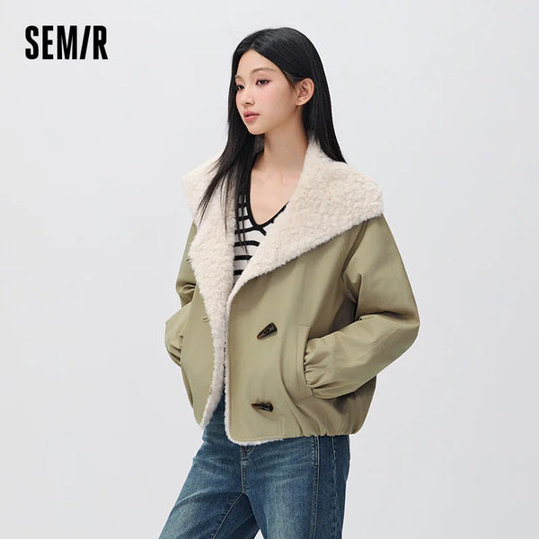 អាវក្រៅ Semir សម្រាប់នារី ដៃអាវ Raglan កអាវទន់ សមល្មម រចនាបថ Vintage ឆ្នាំ 2026 សម្លៀកបំពាក់ប្រចាំថ្ងៃរដូវរងាថ្មី រចនាបថធម្មតាសម្រាប់ទីក្រុង