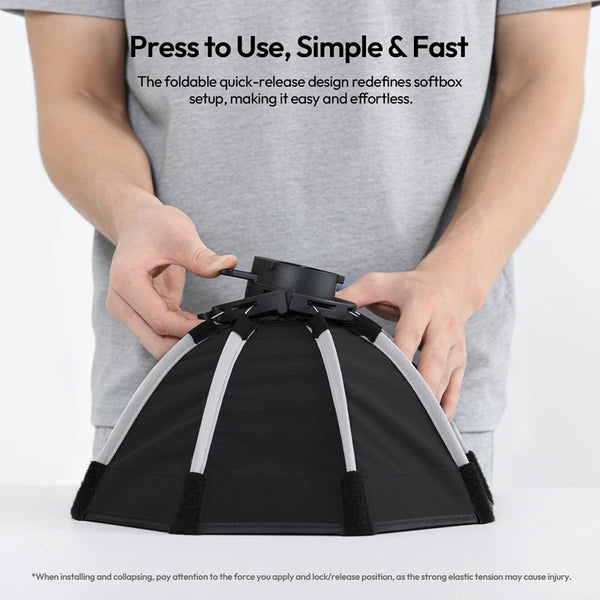 Ulanzi FOLD QS30 ប្រអប់ទន់រាងអឌ្ឍកោណ ទំហំ 30 សង់ទីម៉ែត្រ Mini Bowens Mount ឧបករណ៍ចែកចាយបញ្ចេញពន្លឺរហ័ស សម្រាប់ស្ទូឌីយោថតរូប Lightning