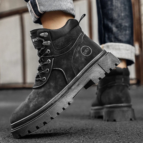 Men's boots autumn winter new fashion casual yellow boots anti slip soft sole comfort outdoor boots youth high top tooling boots