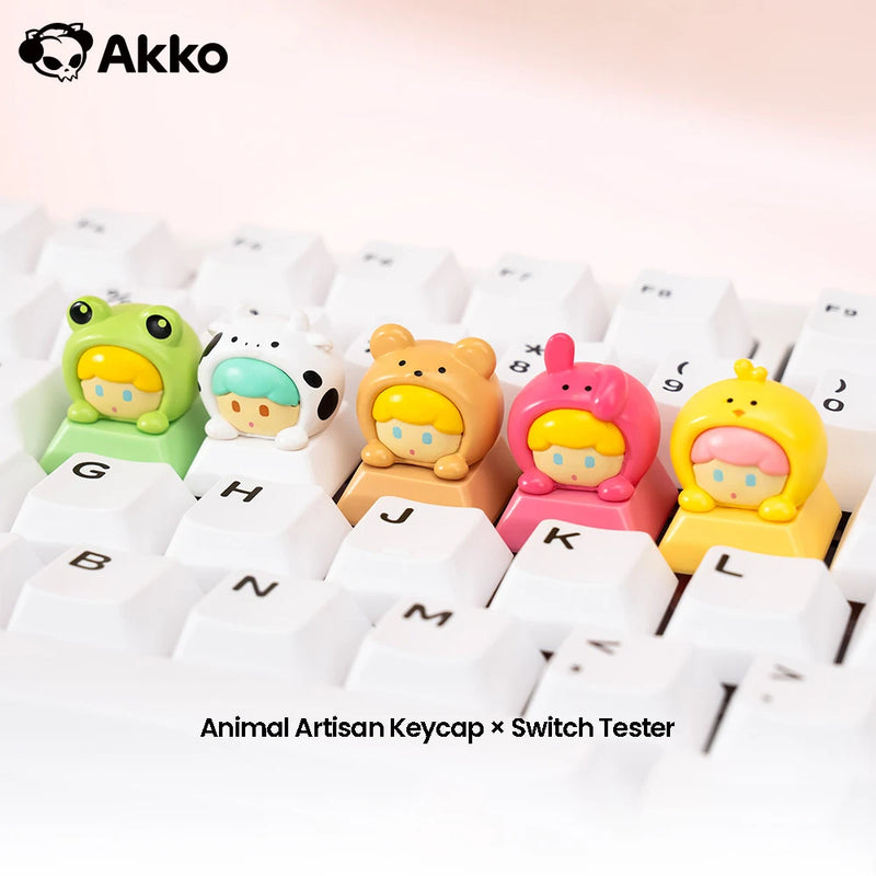 Akko Animal Artisan 3D Keycap & Switch Tester with Clicky Creamy Cyan Switch MX Mechanical Keyboard DIY Kawaii Desk Accessories