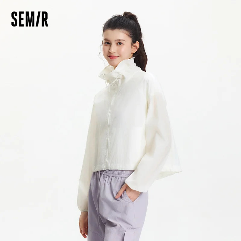 Semir Womens UV Jacket 2026 Short Bud Collar Loose Fit Tops Cool Feeling Elegant Casual Style Soft Comfortable Daily Wear