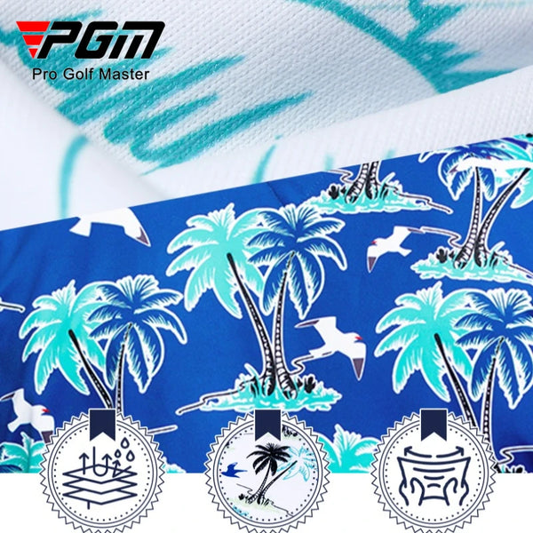 PGM Men's Golf Short Sleeved T-shirt Summer Island Style Quick Drying Elastic Polo Shirt Top Clothing YF877