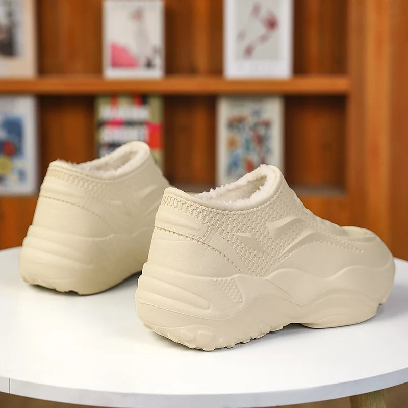 Men's waterproof Warm plush cotton slippers autumn winter new non-slip indoor outdoor casual shoes fashion Joker Hotel Chef shoe