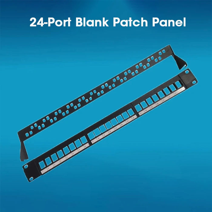 ZoeRax Patch Panel 24 Port Cat6 Cat6a Cat7 with Inline Keystone 10G, RJ45 Coupler Patch Panel 19-Inch with Removable Back Bar Blank Patch Panel