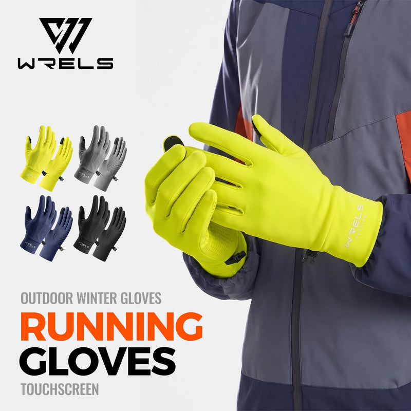 WRELS Sports Gloves Anti‑Slip Touch Screen Gloves Running Cycling Driving Hiking Winter Men Women Outdoor Thermal Glove Liners