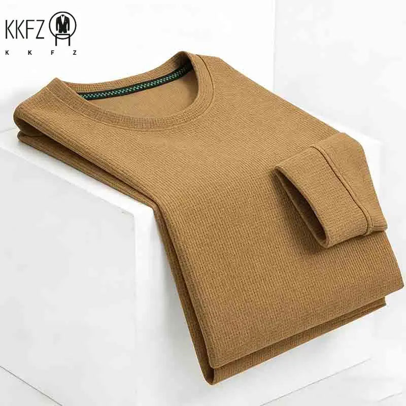Classic Men's Solid  Crew Neck Long Sleeve Sweater Soft Touch Business Casual Top for Daily Life