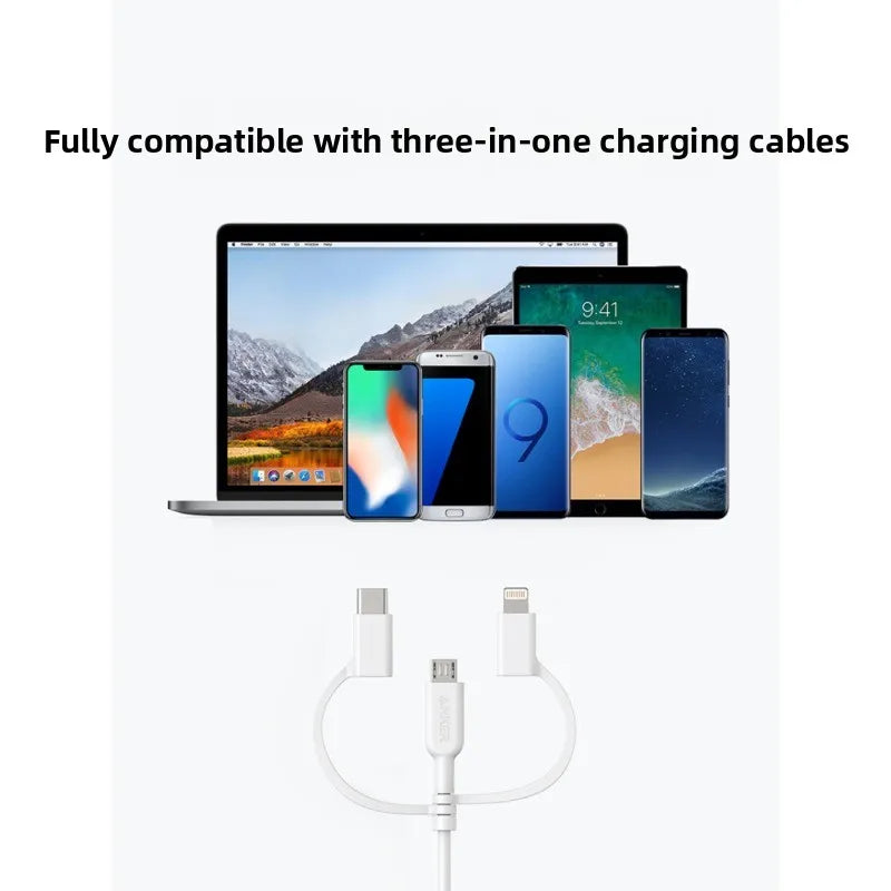 ខ្សែសាកទិន្នន័យ ANKER 3-in-1 Apple Data Cable MFi Certification 6s ស័ក្តិសមសម្រាប់ថេប្លេត Android និង iPhone ខ្សែសាក 1-to-3