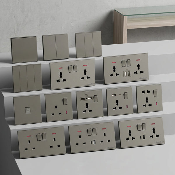 UK 13A with USB Type-c 18W Quick Charge Wall Power Socket Plug,Universal Wall light Switch Panel Dual USB Electrical Outlet