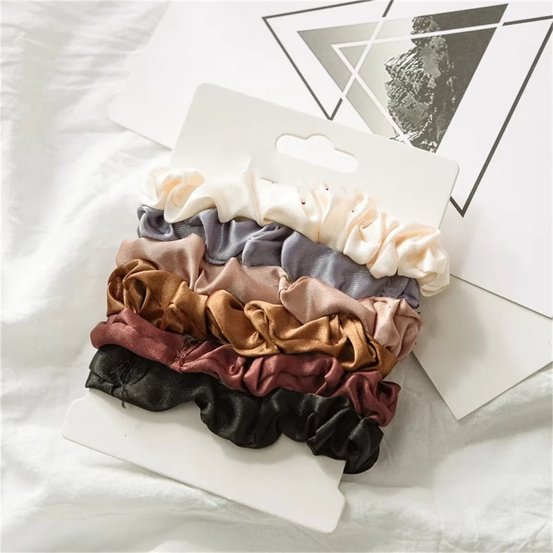 6 Ins Elegant French Satin Large Intestine Hairbands Versatile Basic Hair Rope Headbands Korean Hair Accessories Headbands