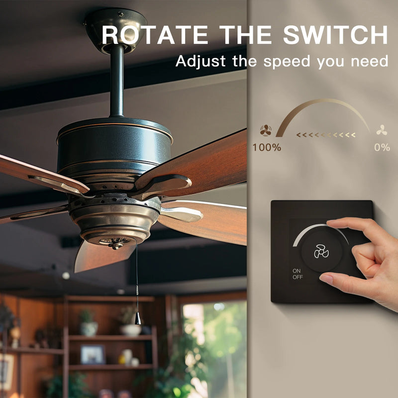 BSEED Fan Switch Knob Button Switch Adjust Speed With Wall Power Socket Switch ON OFF Plastci Frame Black 220V
