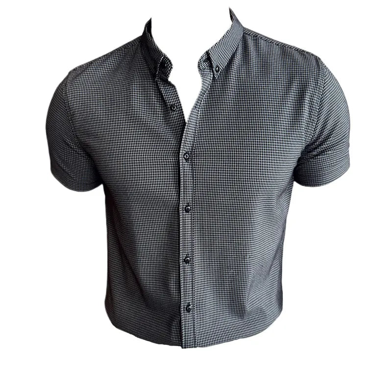 2024 High-quality Classic Checkered Shirt, Men's Business Casual Short-sleeved Shirt, Fashionable Slim-fit Men's Top.M-4XL
