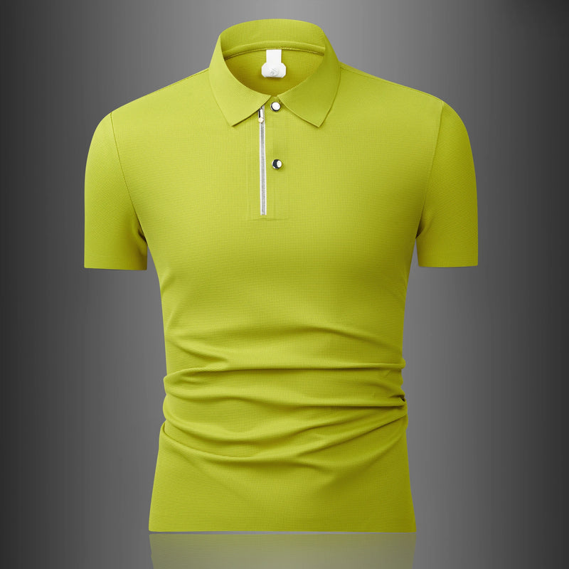 Men's  Waffle Ice Silk Polo Shirt - Cooling & Stretch, Slim Fit, Multi Colors  Breathable, Moisture-wicking  T-shirt.