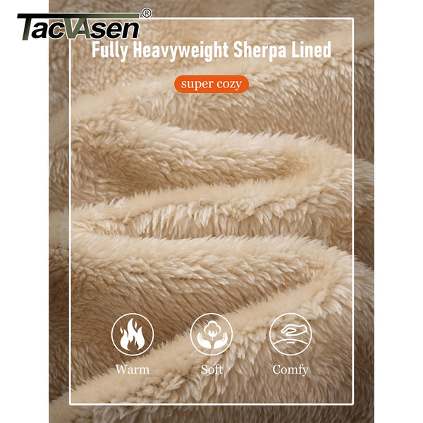 TACVASEN Men's Zip Up Hoodie Sherpa Lined Hooded Sweatshirt Winter Heavyweight Hoodies Warm Thick Fleece Jacket Casual Outwear