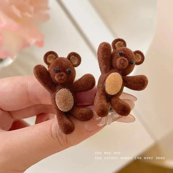 1pc Cute Waving Little Bear Side Clip, Delicate And Compact Hairpin for Bangs And Side Hair, Duckbill Clip, Hairpin Acces