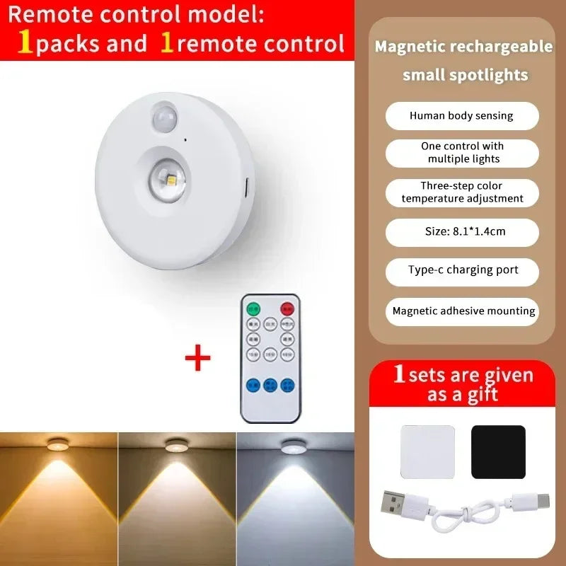 LED Under Cabint Lights Motion Sensor Night Light Dimmable USB Rechargeable Wireless Kitchen Lamps Closet Room Aisle Decor