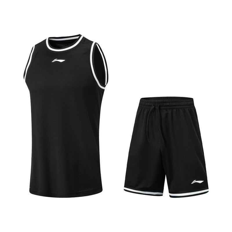 ឈុតបាល់បោះ CBA សម្រាប់បុរស Li-Ning LN DRY ធ្វើពីក្រណាត់ Polyester ទន់ និងអាចដកដង្ហើមបាន អាវ និងខោខ្លីកីឡាអាជីព AATW005