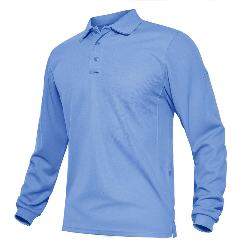 TACVASEN Summer Long Sleeve Performance Quick Drying Polos T-shirts Mens Office Shirt Golf Team Work Shirts Casual Tops