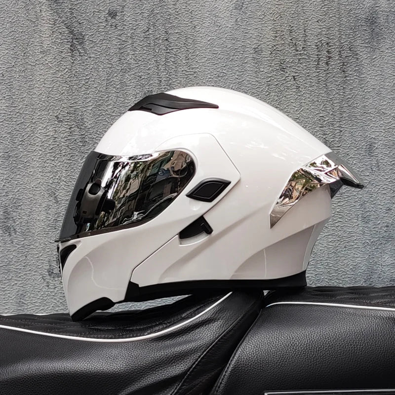 ORZ New DOT Quality Double Lens Flip Helmet Abs Full Face Motorcycle Off Road Motorcycle Racing Helmet Personalized Tail Wing