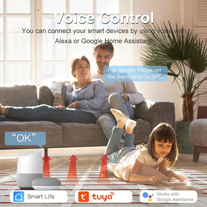 BSEED ZigBee Touch LED Integrated Screen With Knob Floor Heating Room Thermostat Controller Tuya Alexa Google App Control