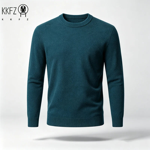 New Arrival Mens Crew Neck Knit Sweater Thick Soft Fine Knit Material Slim Cut Long Sleeve Autumn Winter Outer Tops