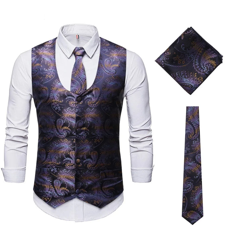 2026 New Mens Sleeveless Vest, Wedding Party Stage Performance Waistcoat, Single Breasted Red Blue Vests