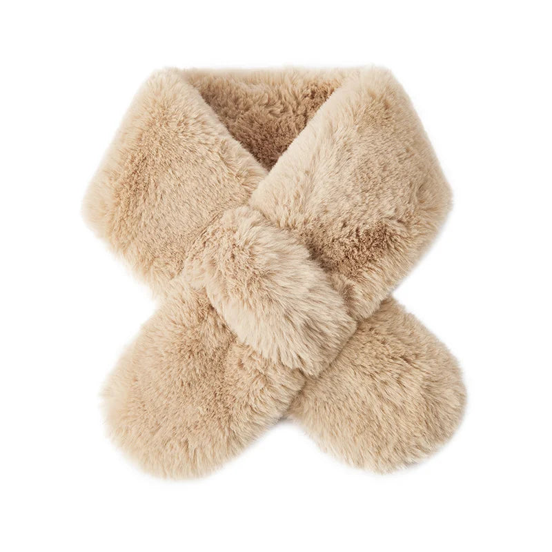 Semir Soft Scarf  Fuzzy Shawl Women Autumn Winter 2025 Warm Plush Short CrossPattern Stylish Casual Comfortable