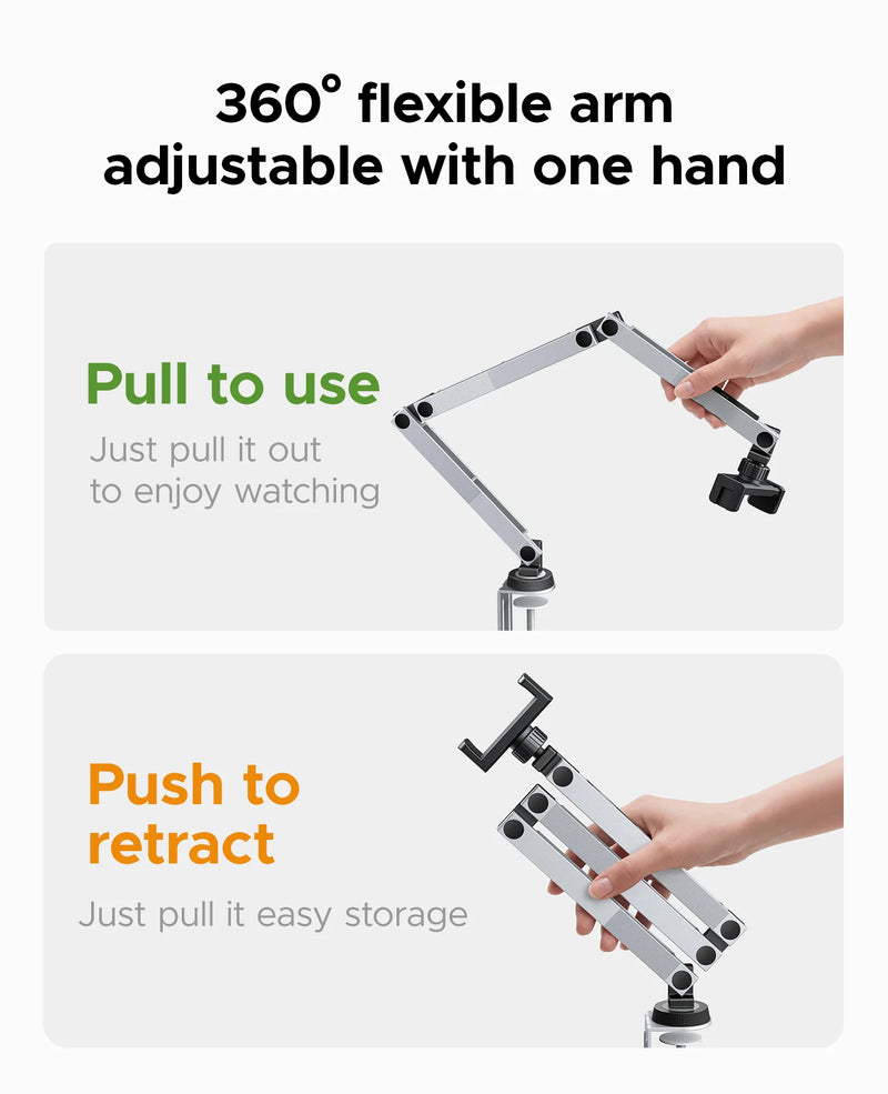 ORICO Clamp On Mechanical Arm Stand 360° Rotatable Foldable with SD TF USB-A 2.0 Interface for Tablet and Phone