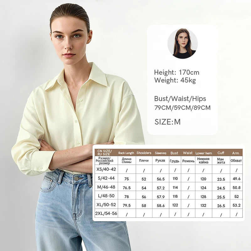 AMII Long Sleeve Shirt For Women 2026 Autumn New Lapel Drop Shoulder Pleated Top Loose Cotton Classic Women's Shirt 12613014