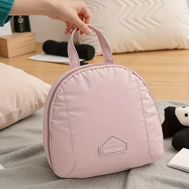 3-in-1 Portable Travel Organizer | Compact Polyester Storage Bag with Zippered Compartments, Machine Washable,Pink&Beige Options
