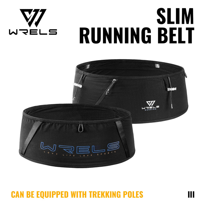 WRELS Running Waist Pack Breathable Slim Workout Belt Adjustable Anti-Slip Outdoor Sports Hiking Men Women Fitness Storage Pack