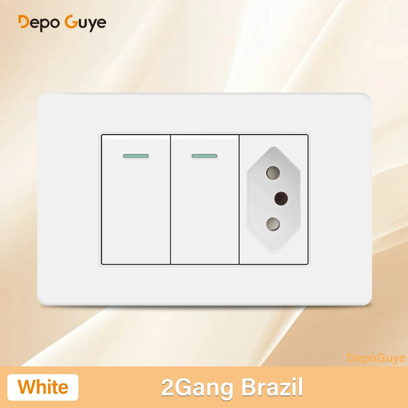 Italy Chile Mexico USB Smart Type-c 20W Fast Charging Wall Outlet plug,Brazil Electric Light Switch Panel Universal usb c Socket