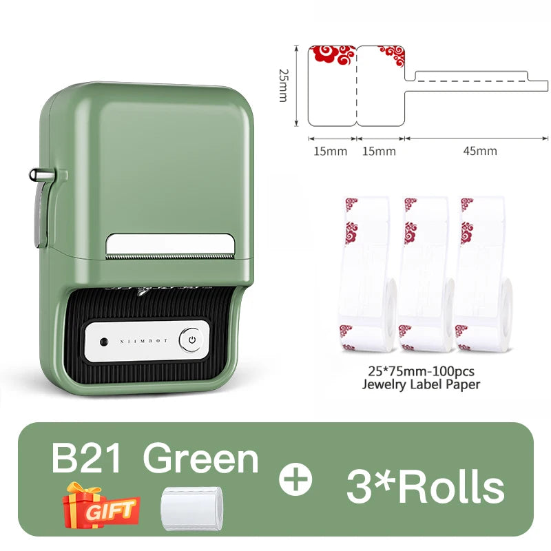 NIIMBOT B1/B21 Jewelry Label Printer Self Adhesive DIY Self-Adhesive Jewelry Necklace Bracelet Ring Price Tag for Bussiness