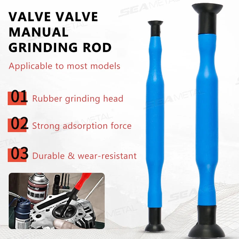 SEAMETAL 2pcs Manual Valve Lapping Grinding Sticks Grips Cylinder Engine Valve Grinding Tools + Suction Cup for Car Motorcycles