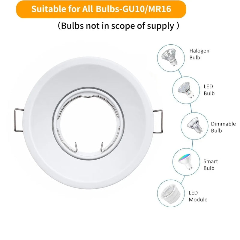 ស៊ុមភ្លើងបំភ្លឺ JOYINLED GU10 MR16 ការតុបតែងពិដាន LED ដែលអាចលៃតម្រូវបានសម្រាប់អំពូលភ្លើងកាត់ចេញ 60mm ពណ៌ខ្មៅ ស