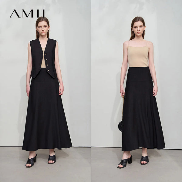អាវក្រៅក V បែប Minimalist សម្រាប់នារីការិយាល័យរដូវក្តៅ AMII អាវកាក់រឹង សំពត់វែងដាច់ដោយឡែកពីគ្នា សម្លៀកបំពាក់នារី 12542277