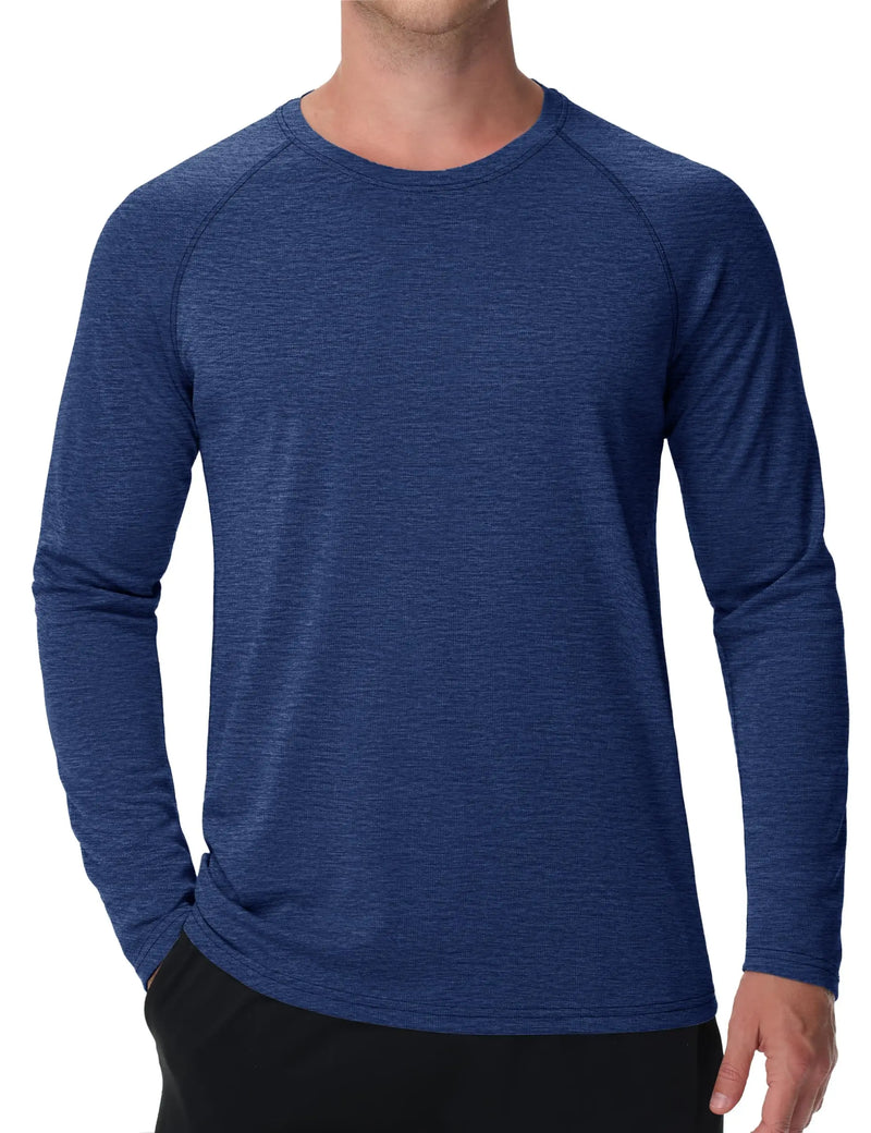 TACVASEN UPF 50+ Workout T-shirts Mens Quick Dry Long Sleeve Athletic Shirts Performance Sports Running Tee Tops Sun Protection