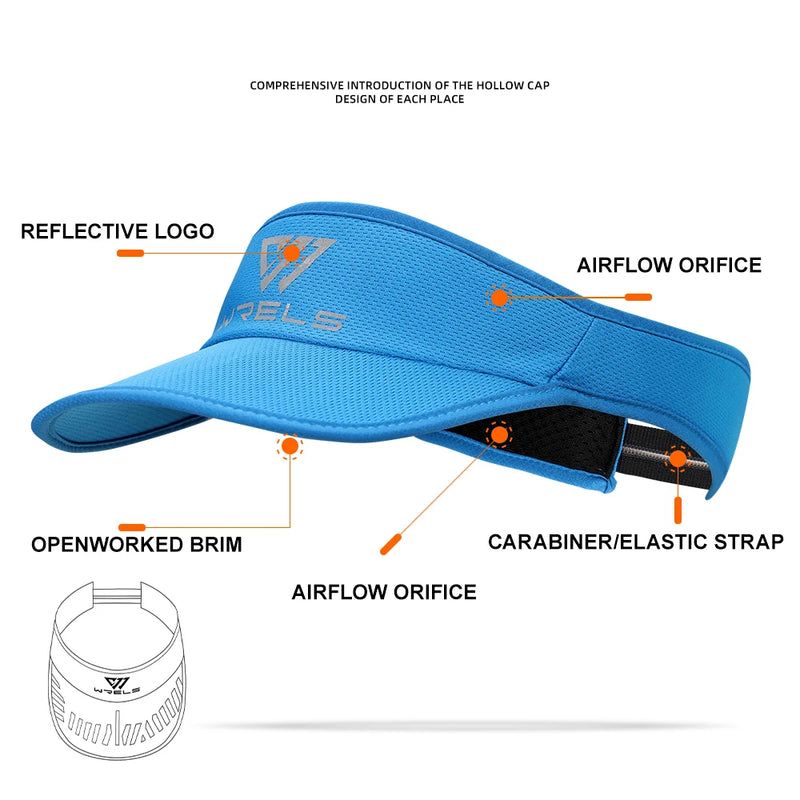 WRELS Summer Sun Hats Sun Protection Hat Outdoor Sports Golf Hats Top-Empty Visor Empty Breathable Anti-UV Adjustable Cool Cap