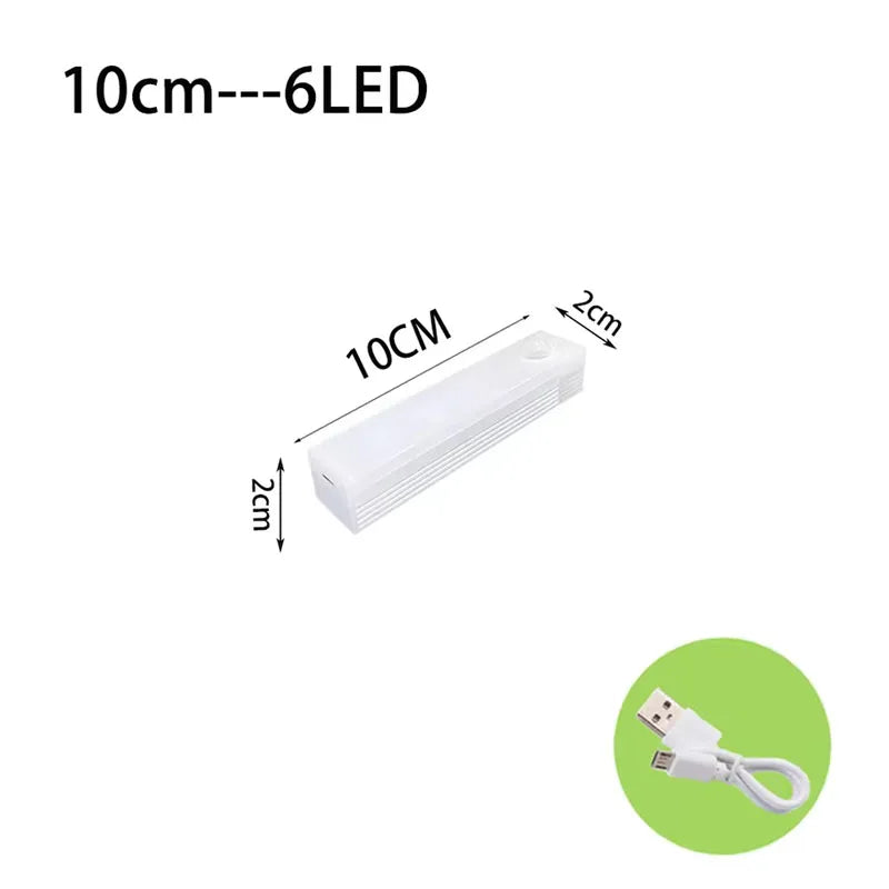 ភ្លើង LED ឧបករណ៍ចាប់សញ្ញាចលនា សាកថ្ម USB ការដំឡើងម៉ាញេទិក ឧបករណ៍ចាប់សញ្ញារាងកាយមនុស្ស ភ្លើងពេលយប់សម្រាប់ទូដាក់ឥវ៉ាន់ ជណ្តើរ ផ្លូវចូល