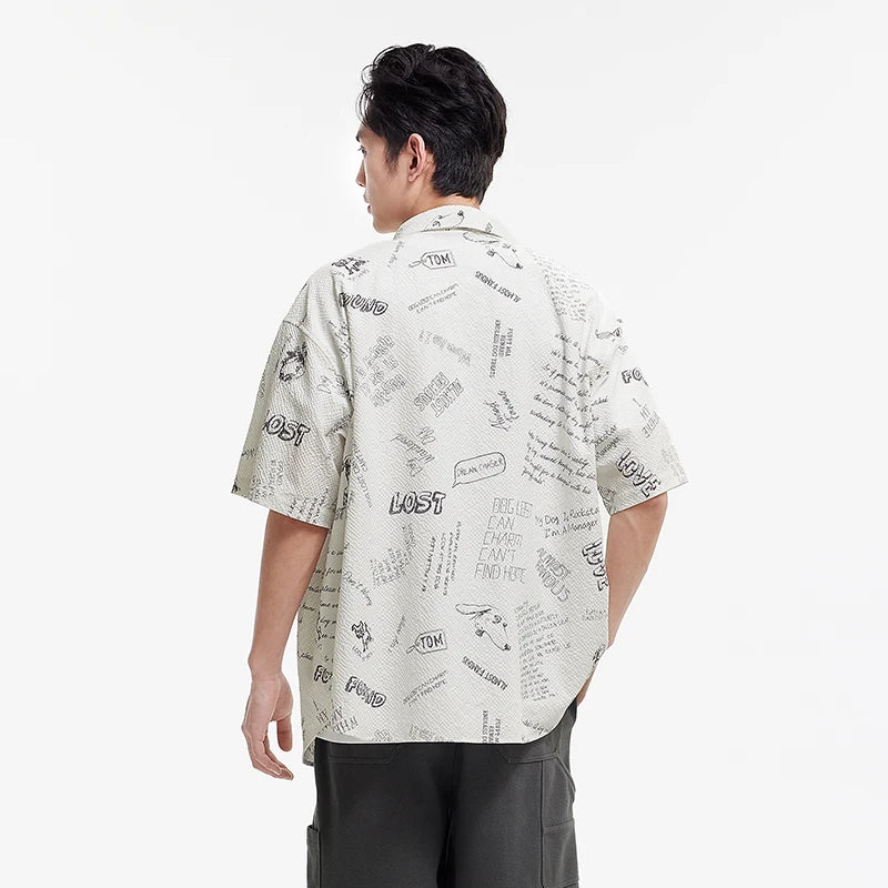 Semir Mens Shirt 2026 Short Sleeve All Over Printed Bubble Texture Tops Vacation Style Casual Fashion Soft Daily Wear