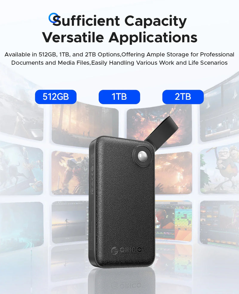 ORICO 2TB Portable SSD Up to 2000MB/s USB 3.2 Gen 2x2 Ultra-Mini Compact with 2 in 1 USB C Cable, External Solid State Drive