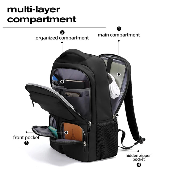 BANGE Large Capacity Men Backpacks for 15.6 Laptop Business Travel Women Backpack Waterproof School Bags with Mesh Side Pockets
