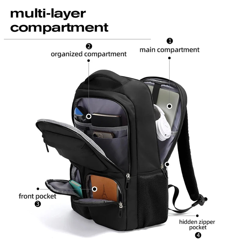BANGE Large Capacity Men Backpacks for 15.6 Laptop Business Travel Women Backpack Waterproof School Bags with Mesh Side Pockets